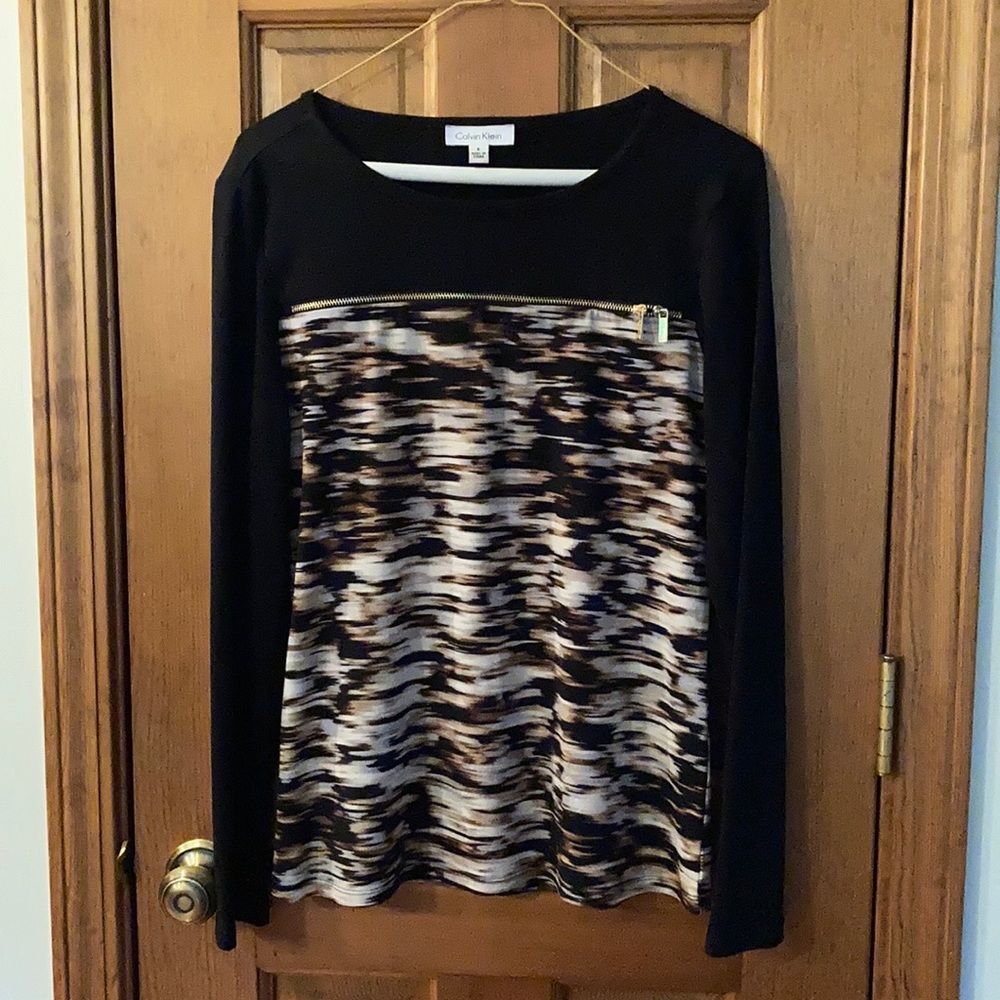 Calvin Klein knit blouse with sexy zipper detail